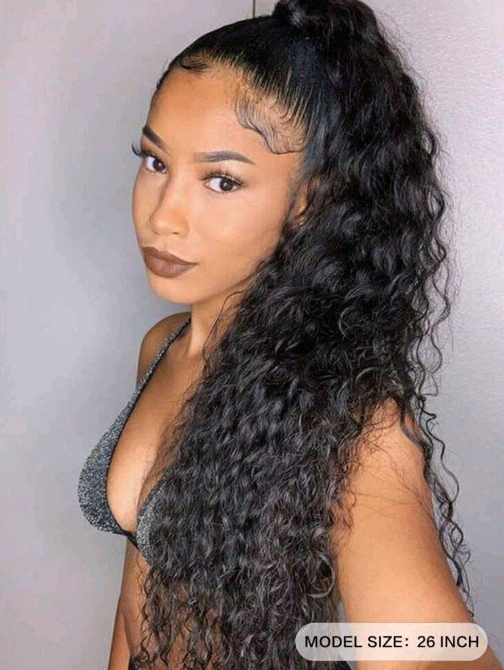 Black Curly High Ponytail Hair Extension - 26 Inch